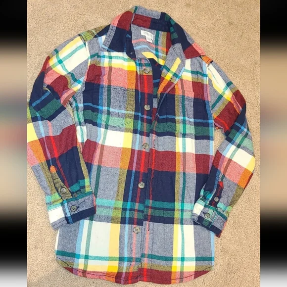 Gymboree Boys Plaid Button Up Shirts Size 5-6 Bundle Lot Of 7 Tops Crazy 8 EUC